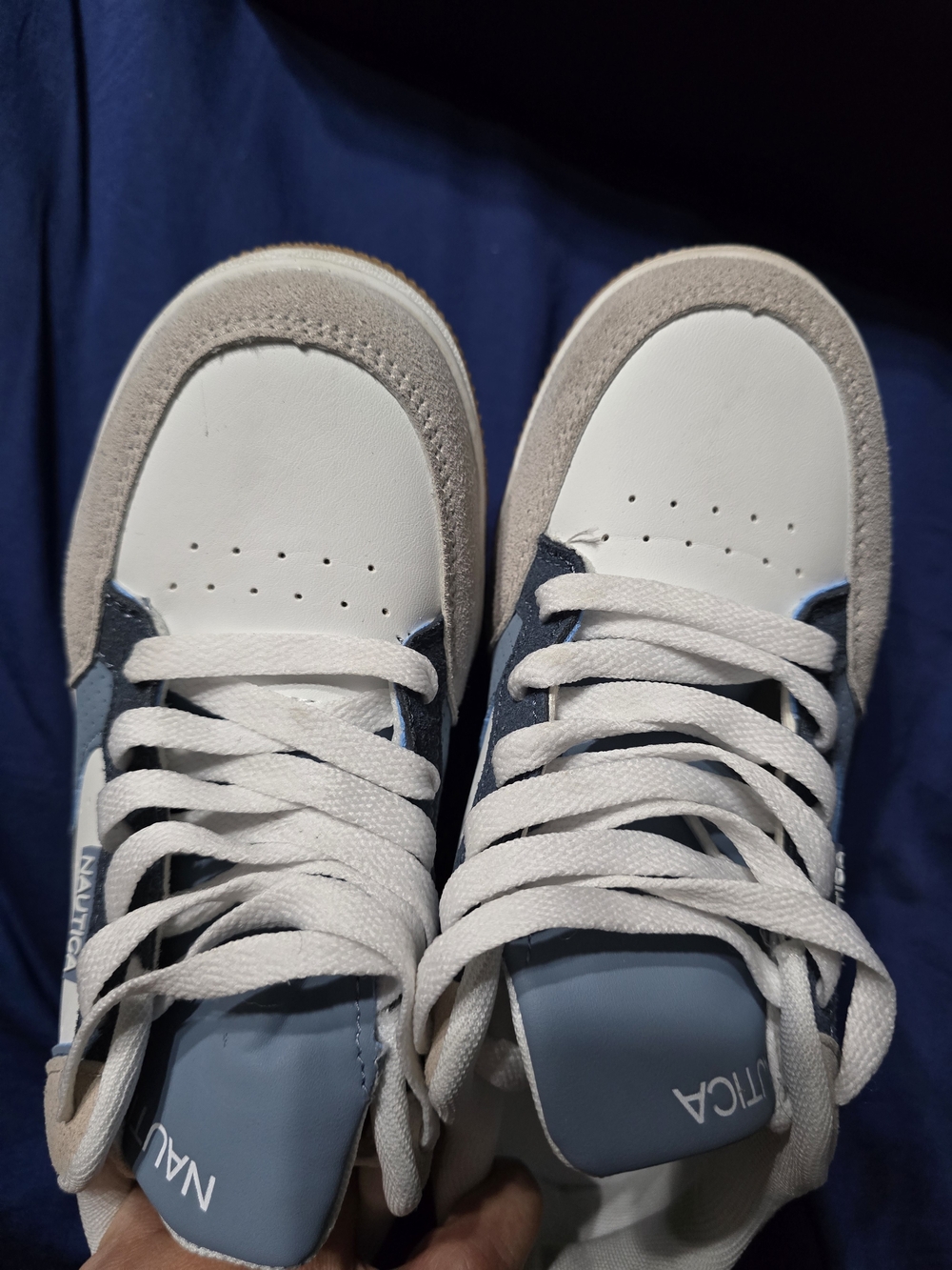 Nautica Kids White, Light Blue & Gray Lace-Up Sneakers